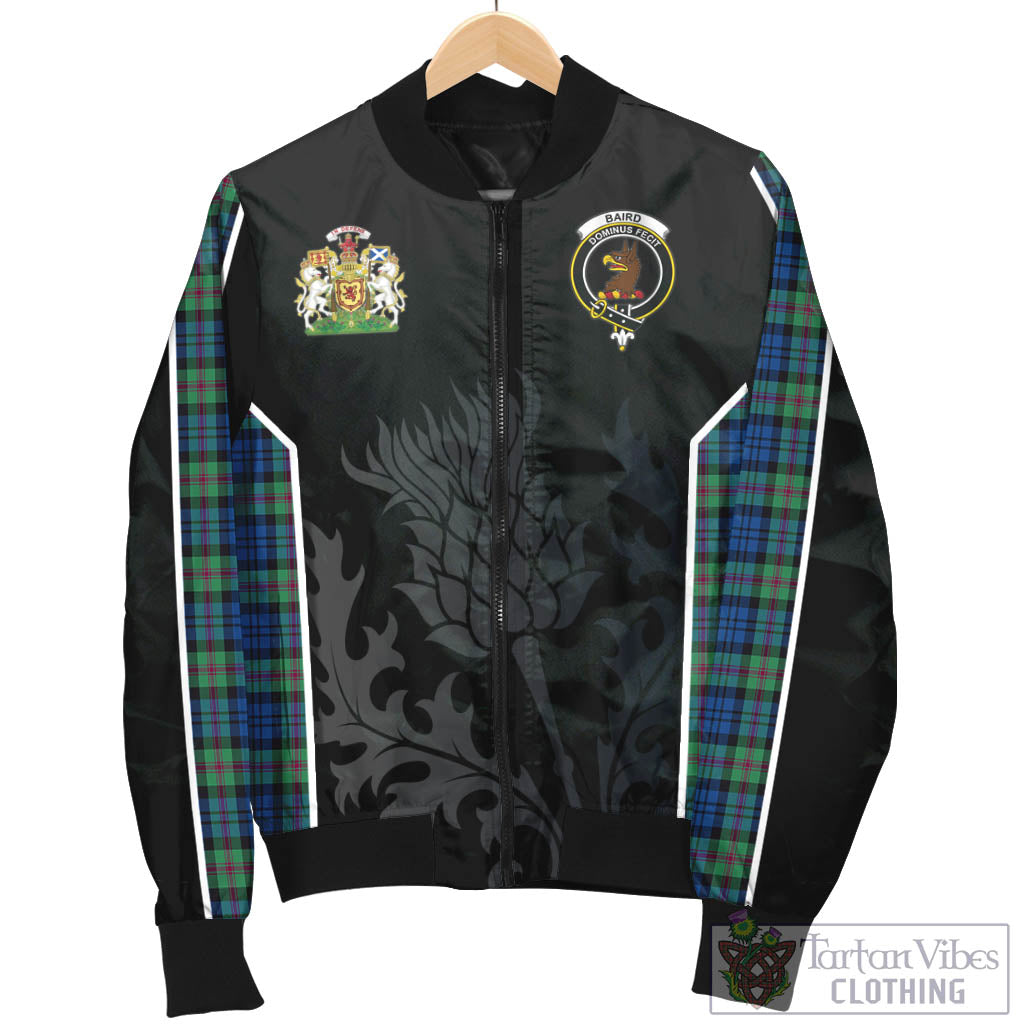 Tartan Vibes Clothing Baird Ancient Tartan Bomber Jacket with Family Crest and Scottish Thistle Vibes Sport Style