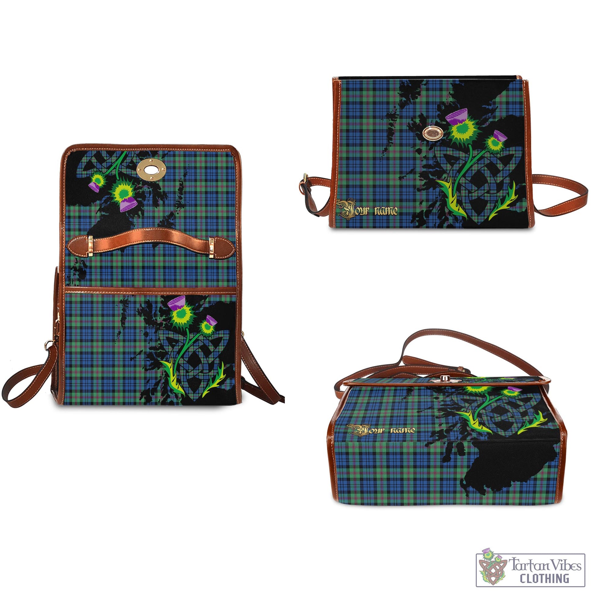 Tartan Vibes Clothing Baird Ancient Tartan Waterproof Canvas Bag with Scotland Map and Thistle Celtic Accents