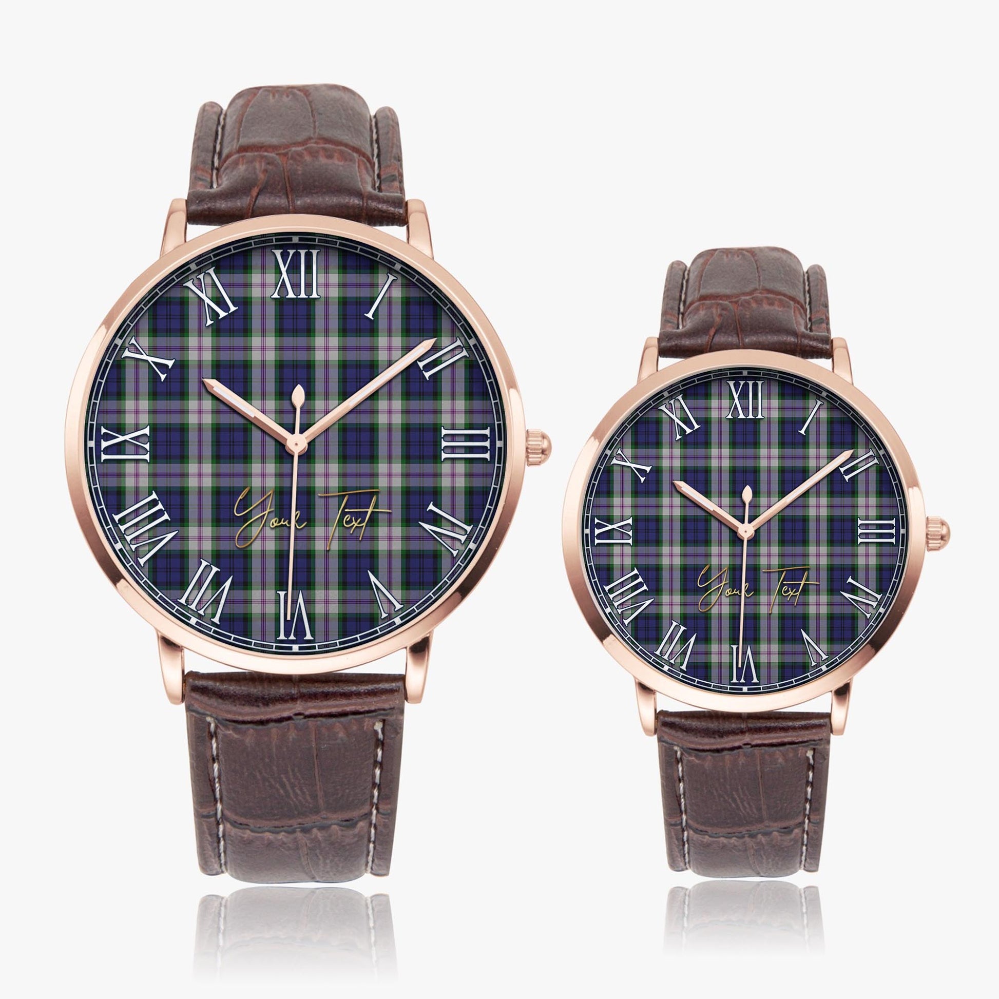 Baird Dress Tartan Personalized Your Text Leather Trap Quartz Watch Ultra Thin Rose Gold Case With Brown Leather Strap - Tartanvibesclothing
