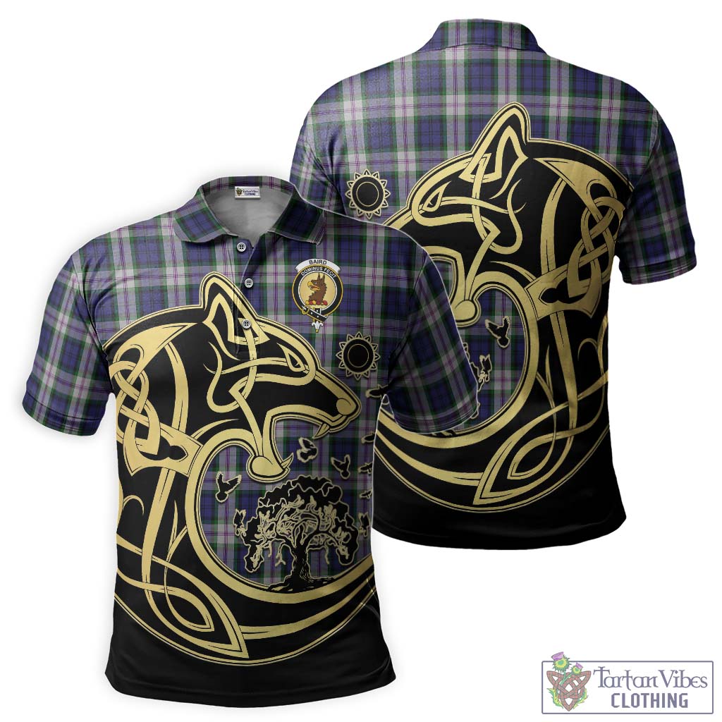 Tartan Vibes Clothing Baird Dress Tartan Polo Shirt with Family Crest Celtic Wolf Style