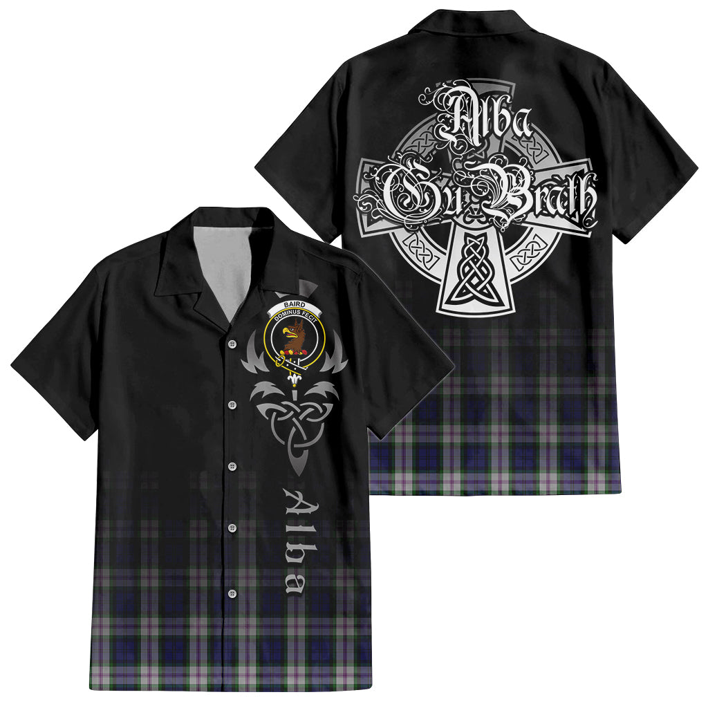 Tartan Vibes Clothing Baird Dress Tartan Short Sleeve Button Up Featuring Alba Gu Brath Family Crest Celtic Inspired