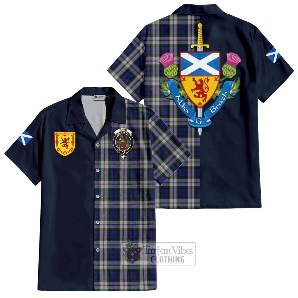 Tartan Vibes Clothing Baird Dress Tartan Short Sleeve Button Shirt with Scottish Lion Royal Arm Half Style