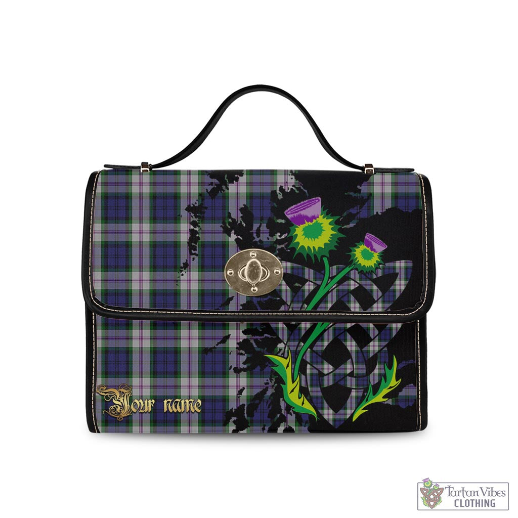 Tartan Vibes Clothing Baird Dress Tartan Waterproof Canvas Bag with Scotland Map and Thistle Celtic Accents