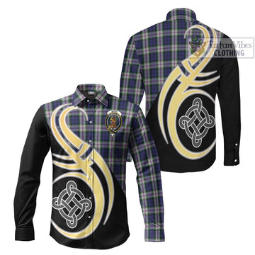 Baird Dress Tartan Long Sleeve Button Shirt with Family Crest and Celtic Symbol Style