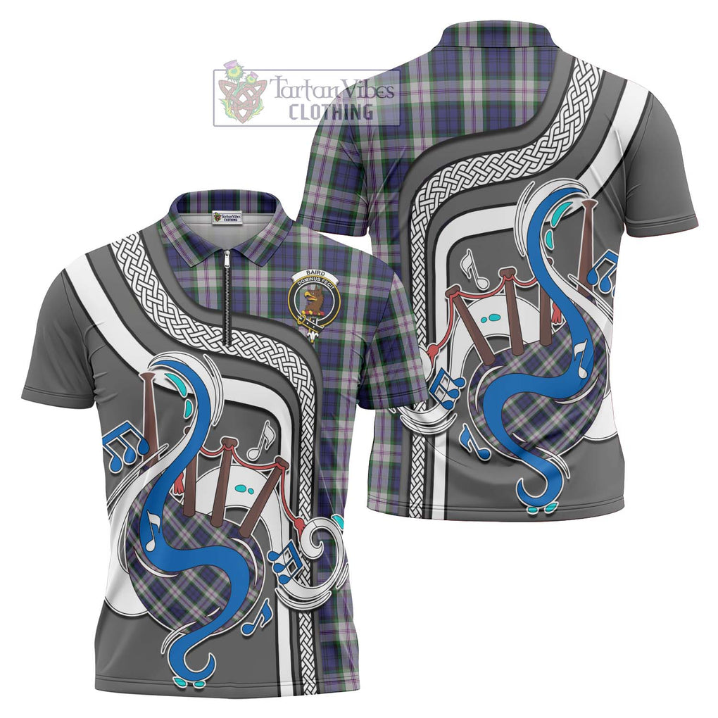 Baird Dress Tartan Zipper Polo Shirt with Epic Bagpipe Style Unisex - Tartanvibesclothing Shop