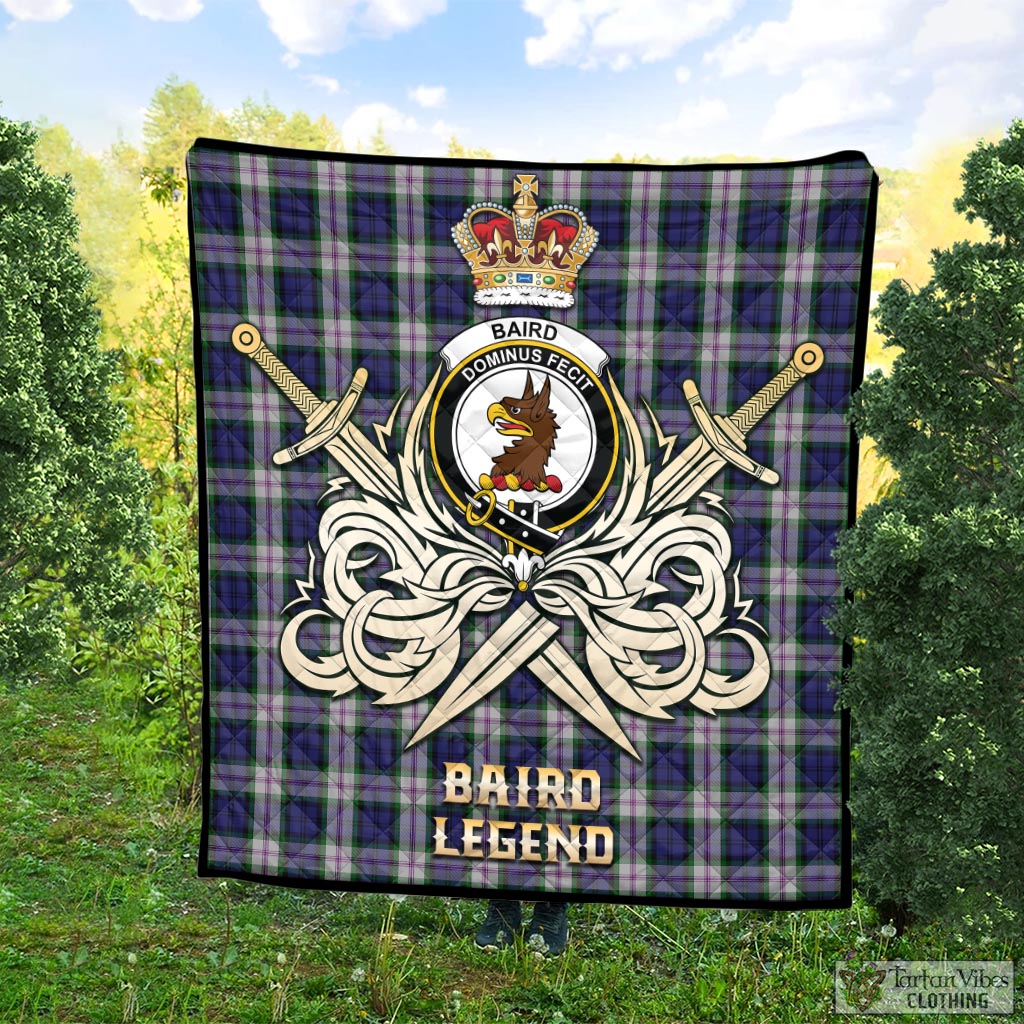 Tartan Vibes Clothing Baird Dress Tartan Quilt with Clan Crest and the Golden Sword of Courageous Legacy