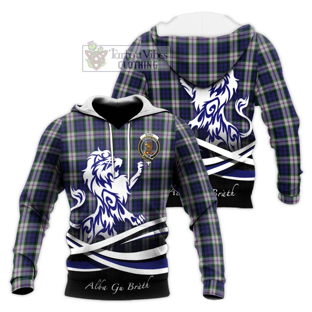 Baird Dress Tartan Knitted Hoodie with Alba Gu Brath Regal Lion Emblem Unisex Knitted Pullover Hoodie - Tartanvibesclothing Shop