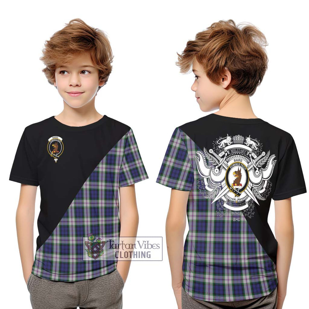 Baird Dress Tartan Kid T-Shirt with Family Crest and Military Logo Style Youth XL Size14 - Tartanvibesclothing Shop