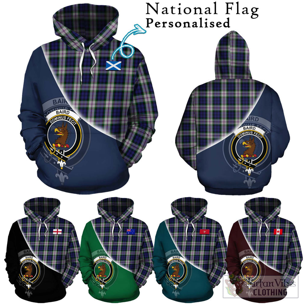 Baird Dress Tartan Hoodie with Personalised National Flag and Family Crest Half Style Zip Hoodie - Tartanvibesclothing Shop