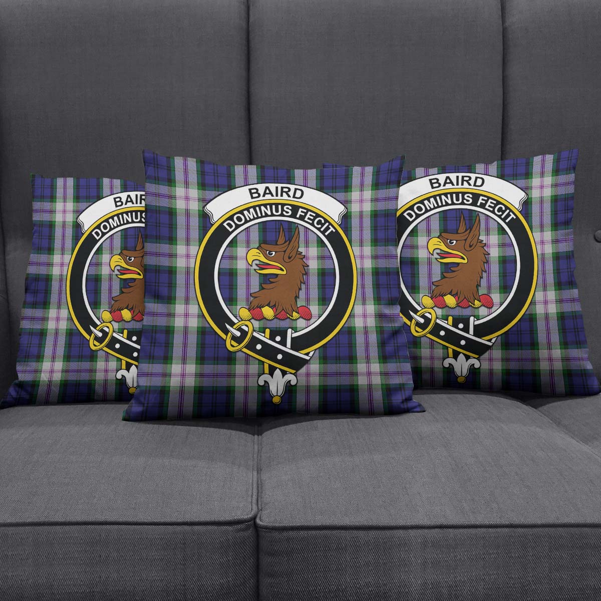 Baird Dress Tartan Pillow Cover with Family Crest Square Pillow Cover - Tartanvibesclothing