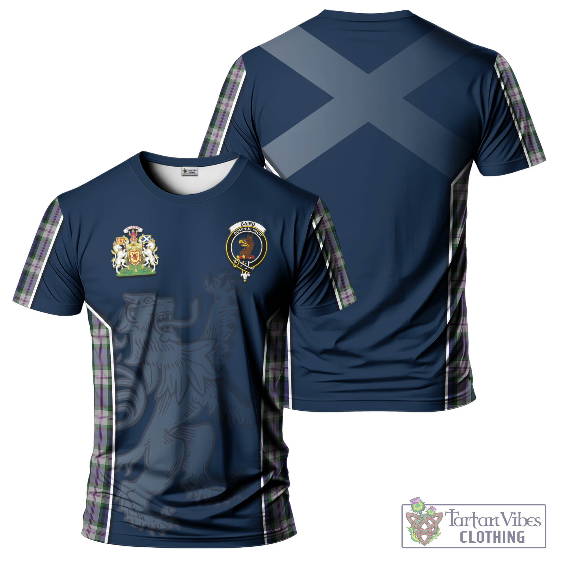 Tartan Vibes Clothing Baird Dress Tartan T-Shirt with Family Crest and Lion Rampant Vibes Sport Style