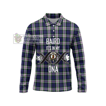 Baird Dress Tartan Long Sleeve Polo Shirt with Family Crest DNA In Me Style