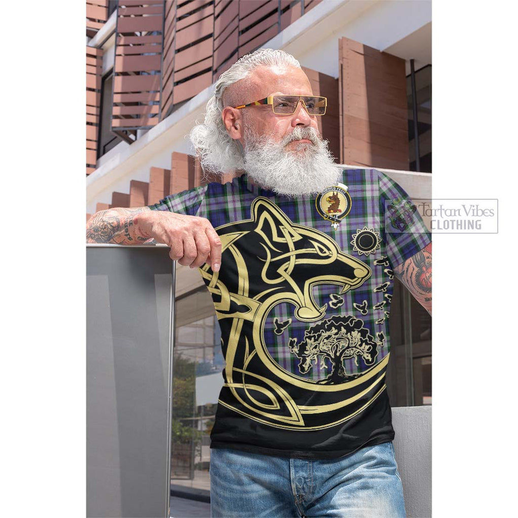 Tartan Vibes Clothing Baird Dress Tartan Cotton T-shirt with Family Crest Celtic Wolf Style