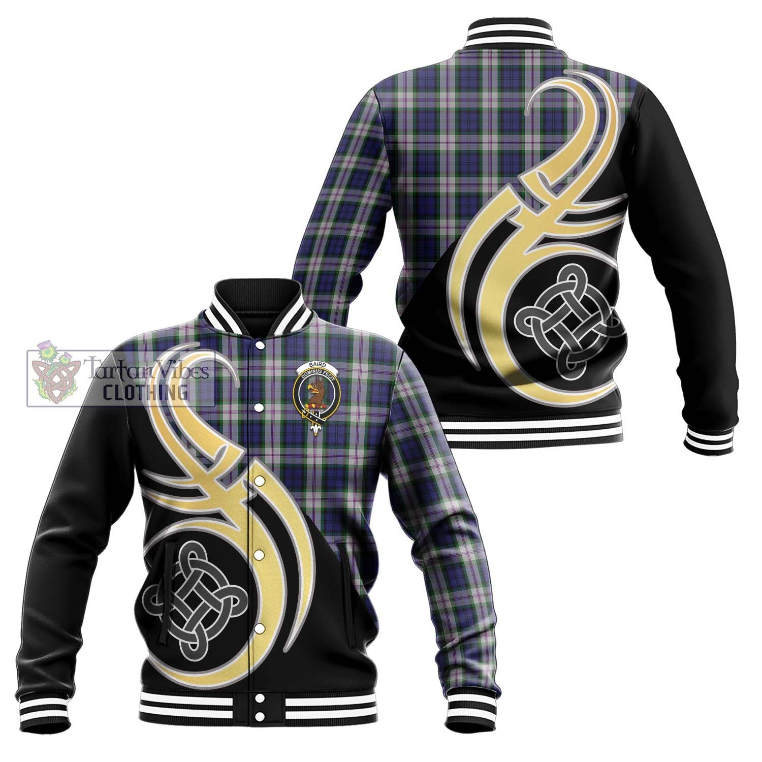 Baird Dress Tartan Baseball Jacket with Family Crest and Celtic Symbol Style Unisex - Tartan Vibes Clothing