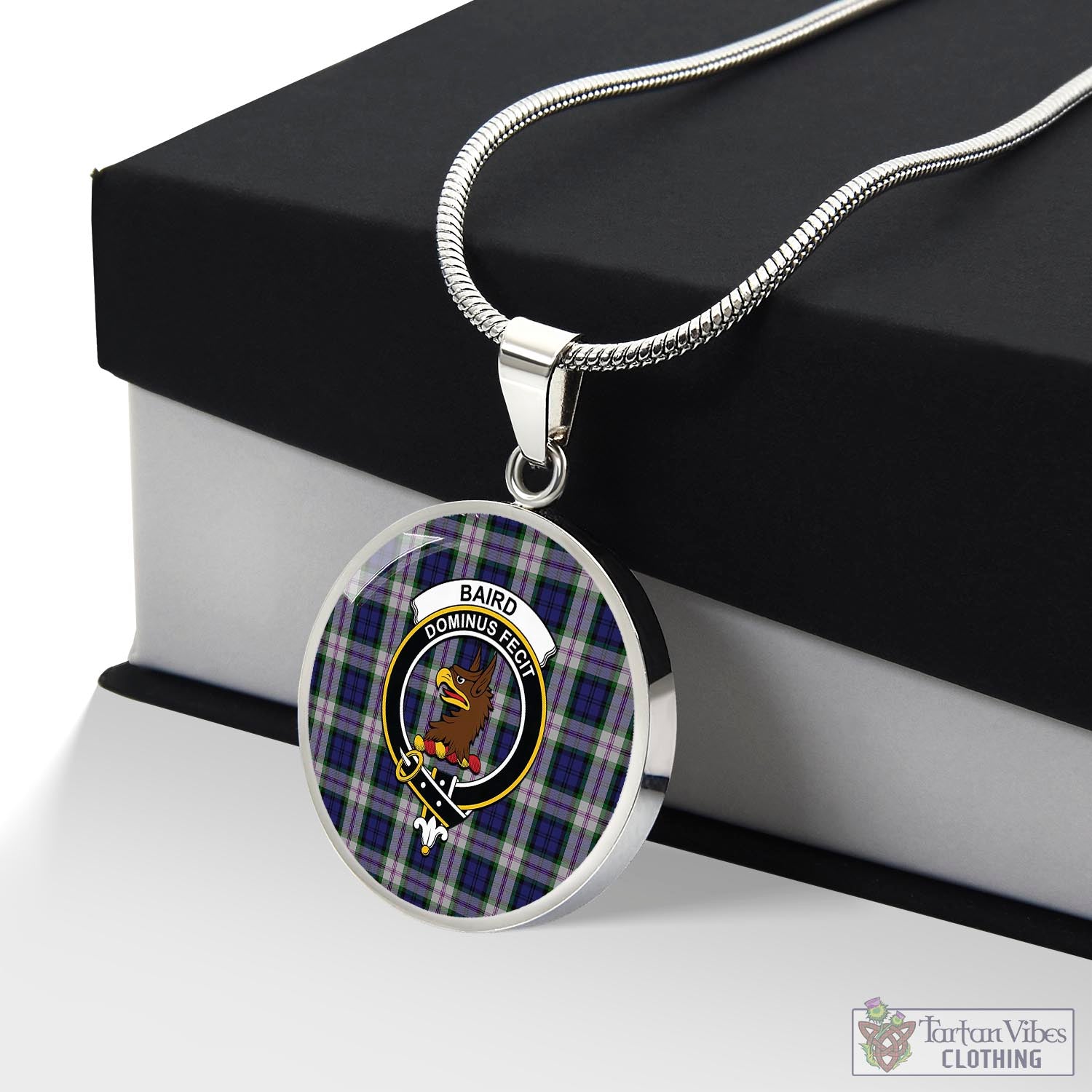 Tartan Vibes Clothing Baird Dress Tartan Circle Necklace with Family Crest