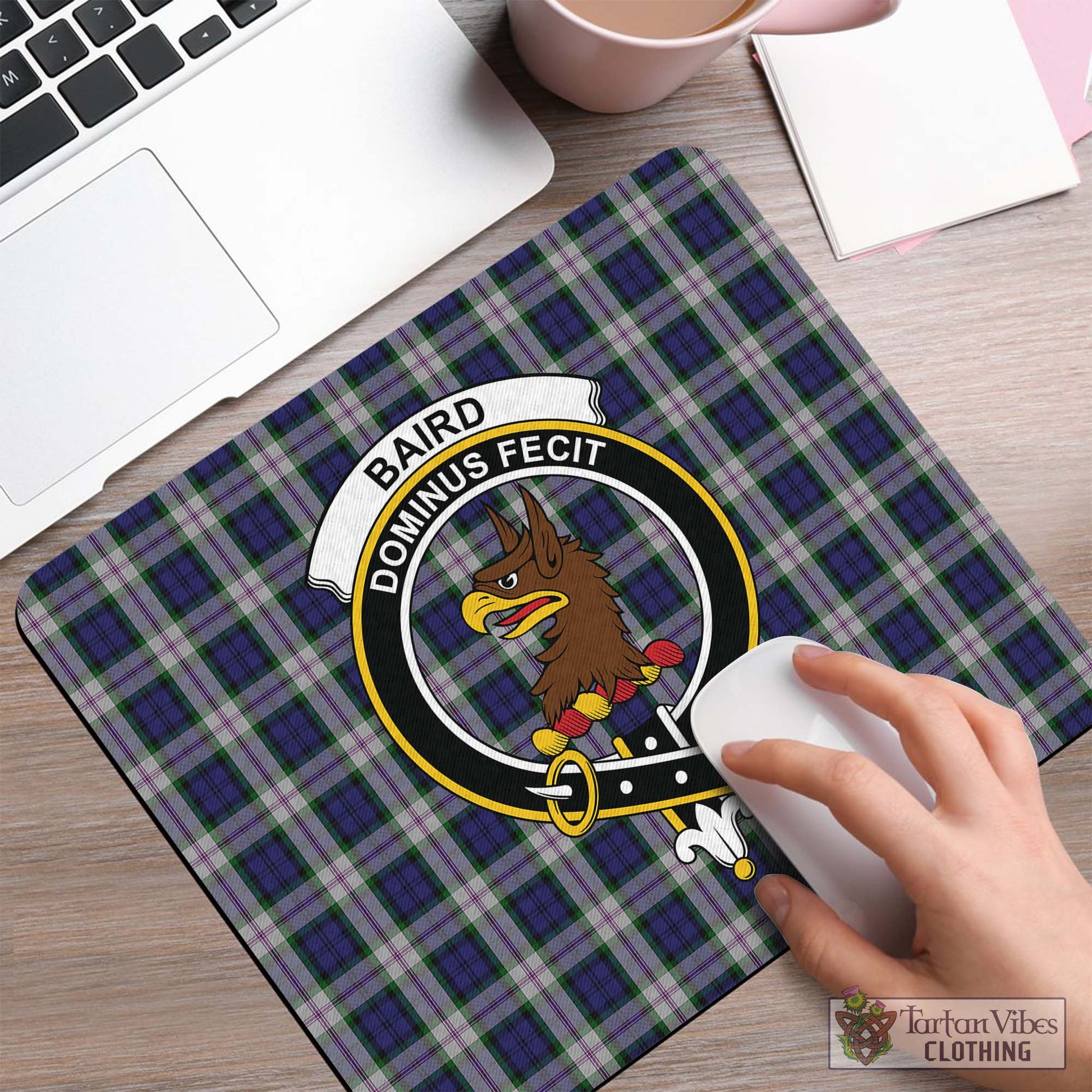 Tartan Vibes Clothing Baird Dress Tartan Mouse Pad with Family Crest