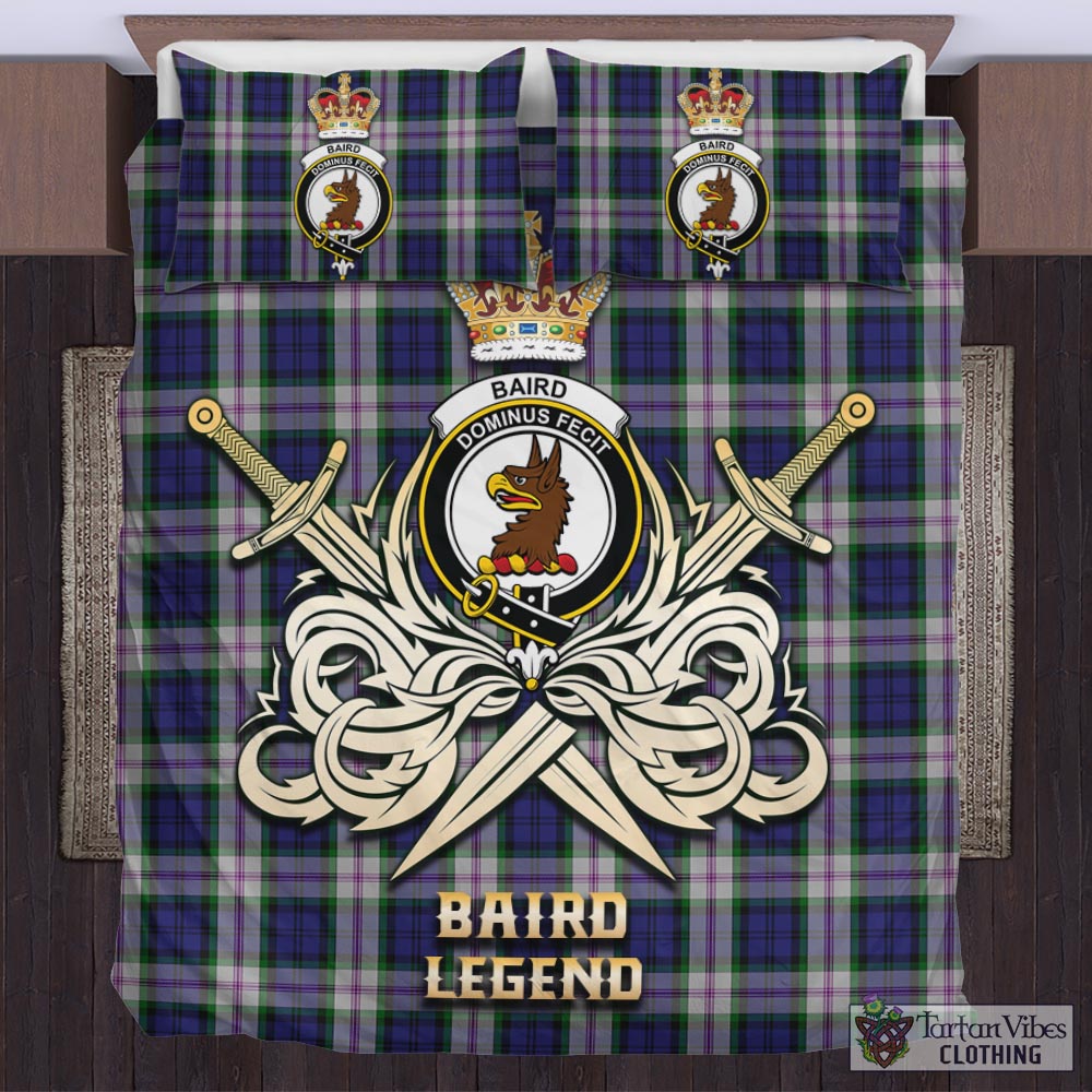 Tartan Vibes Clothing Baird Dress Tartan Bedding Set with Clan Crest and the Golden Sword of Courageous Legacy