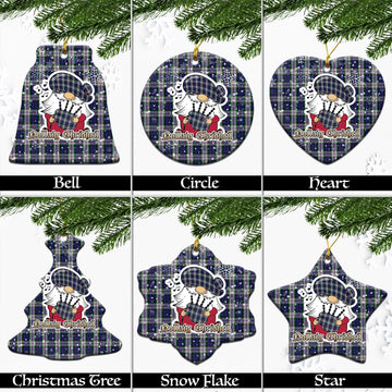 Baird Dress Tartan Christmas Ornaments with Scottish Gnome Playing Bagpipes