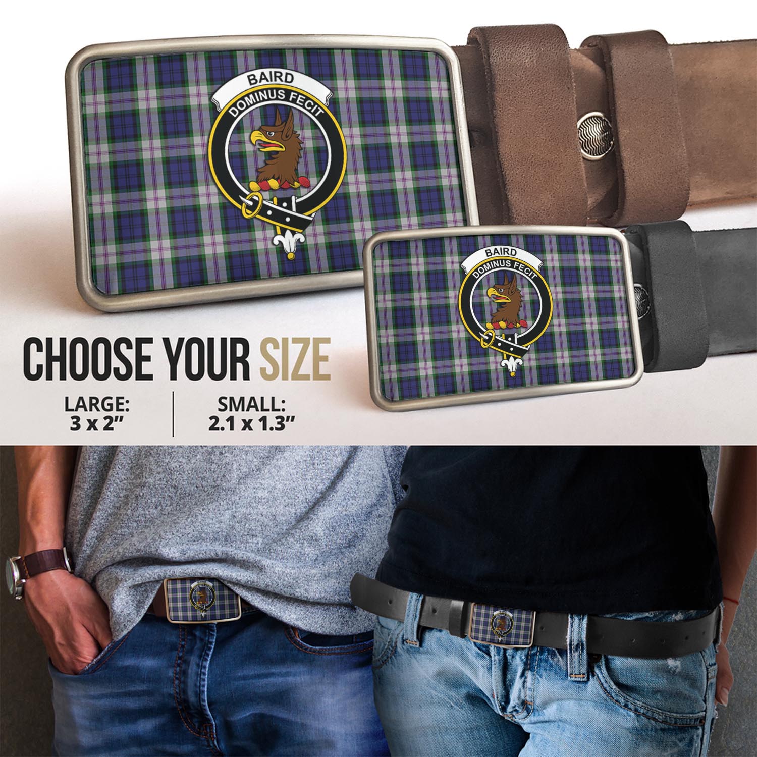 Baird Dress Tartan Belt Buckles with Family Crest - Tartanvibesclothing