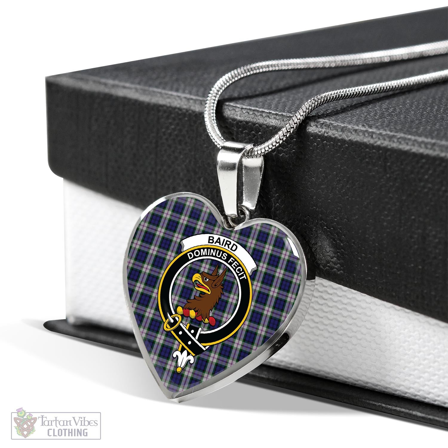 Tartan Vibes Clothing Baird Dress Tartan Heart Necklace with Family Crest