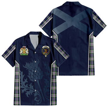 Baird Dress Tartan Short Sleeve Button Up Shirt with Family Crest and Scottish Thistle Vibes Sport Style