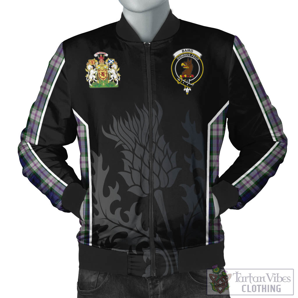 Tartan Vibes Clothing Baird Dress Tartan Bomber Jacket with Family Crest and Scottish Thistle Vibes Sport Style