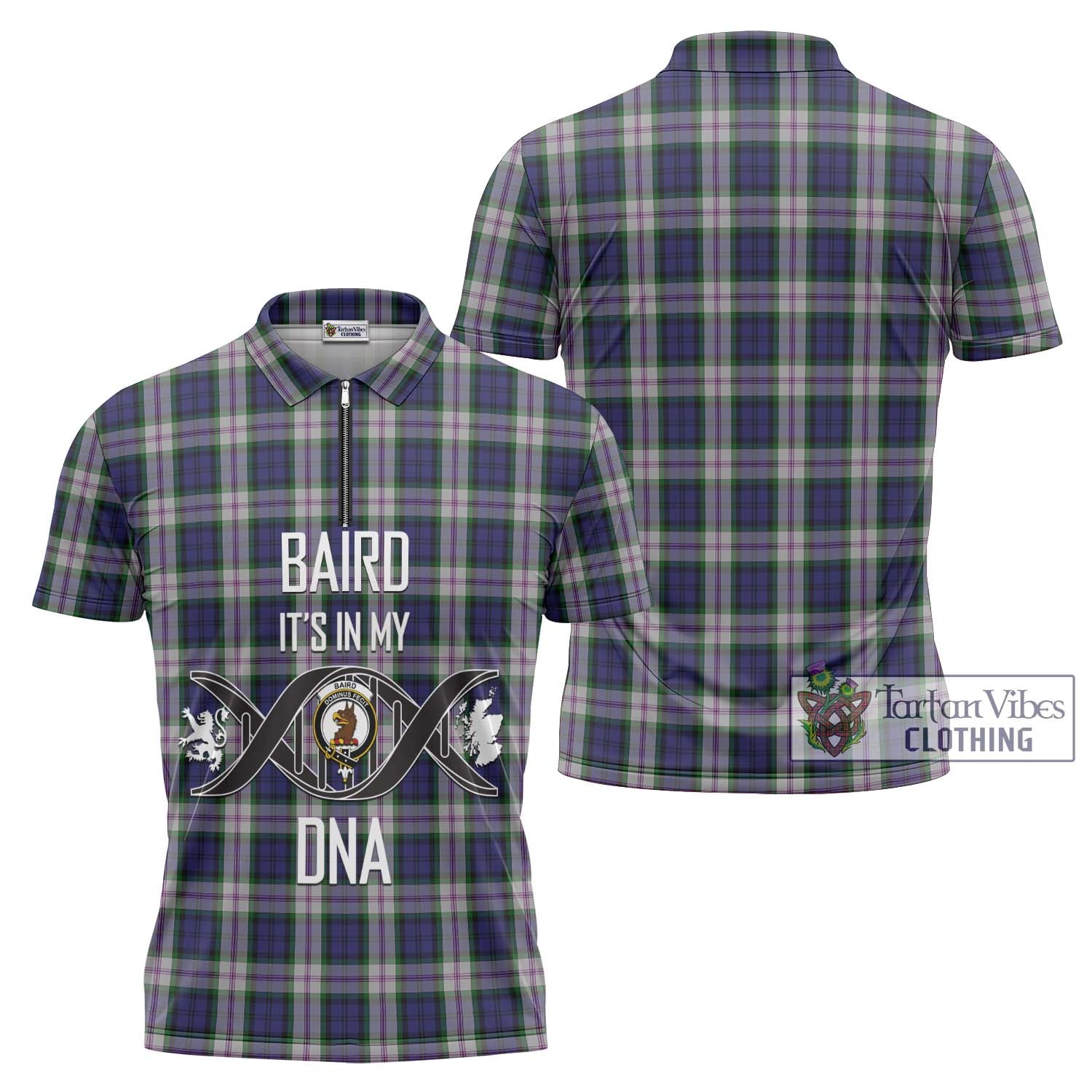 Tartan Vibes Clothing Baird Dress Tartan Zipper Polo Shirt with Family Crest DNA In Me Style