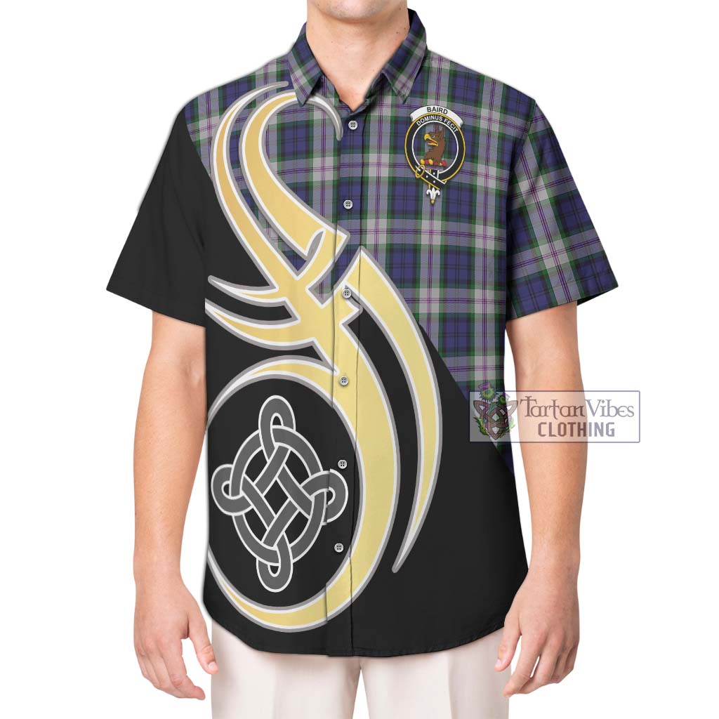 Baird Dress Tartan Short Sleeve Button Shirt with Family Crest and Celtic Symbol Style Kid - Tartan Vibes Clothing