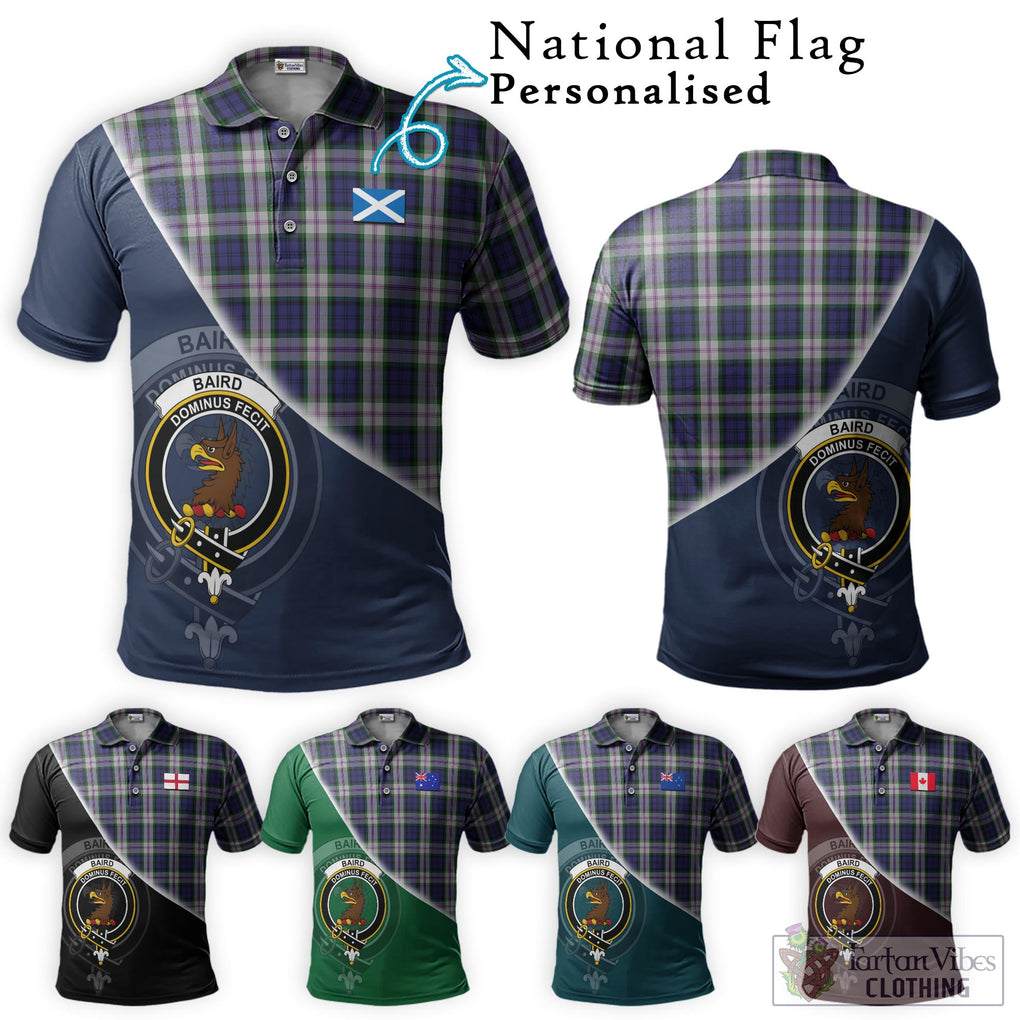 Baird Dress Tartan Polo Shirt with Personalised National Flag and Family Crest Half Style Maroon - Tartanvibesclothing Shop