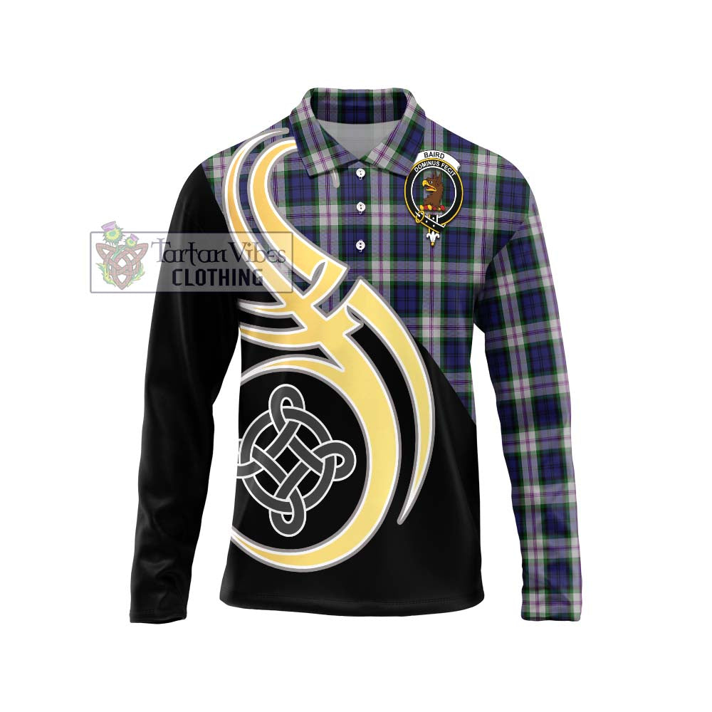 Baird Dress Tartan Long Sleeve Polo Shirt with Family Crest and Celtic Symbol Style Unisex - Tartan Vibes Clothing