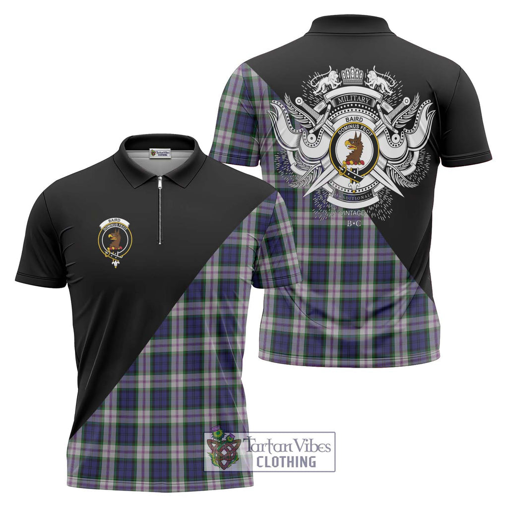 Baird Dress Tartan Zipper Polo Shirt with Family Crest and Military Logo Style Unisex - Tartanvibesclothing Shop