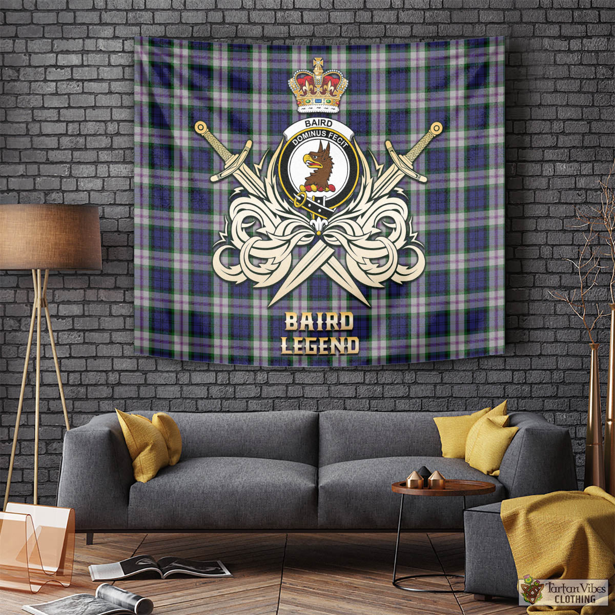 Tartan Vibes Clothing Baird Dress Tartan Tapestry with Clan Crest and the Golden Sword of Courageous Legacy