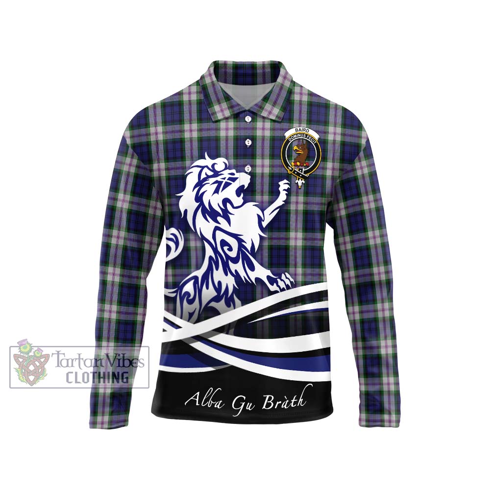 Baird Dress Tartan Long Sleeve Polo Shirt with Alba Gu Brath Regal Lion Emblem Unisex - Tartanvibesclothing Shop