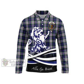 Baird Dress Tartan Long Sleeve Polo Shirt with Alba Gu Brath Regal Lion Emblem