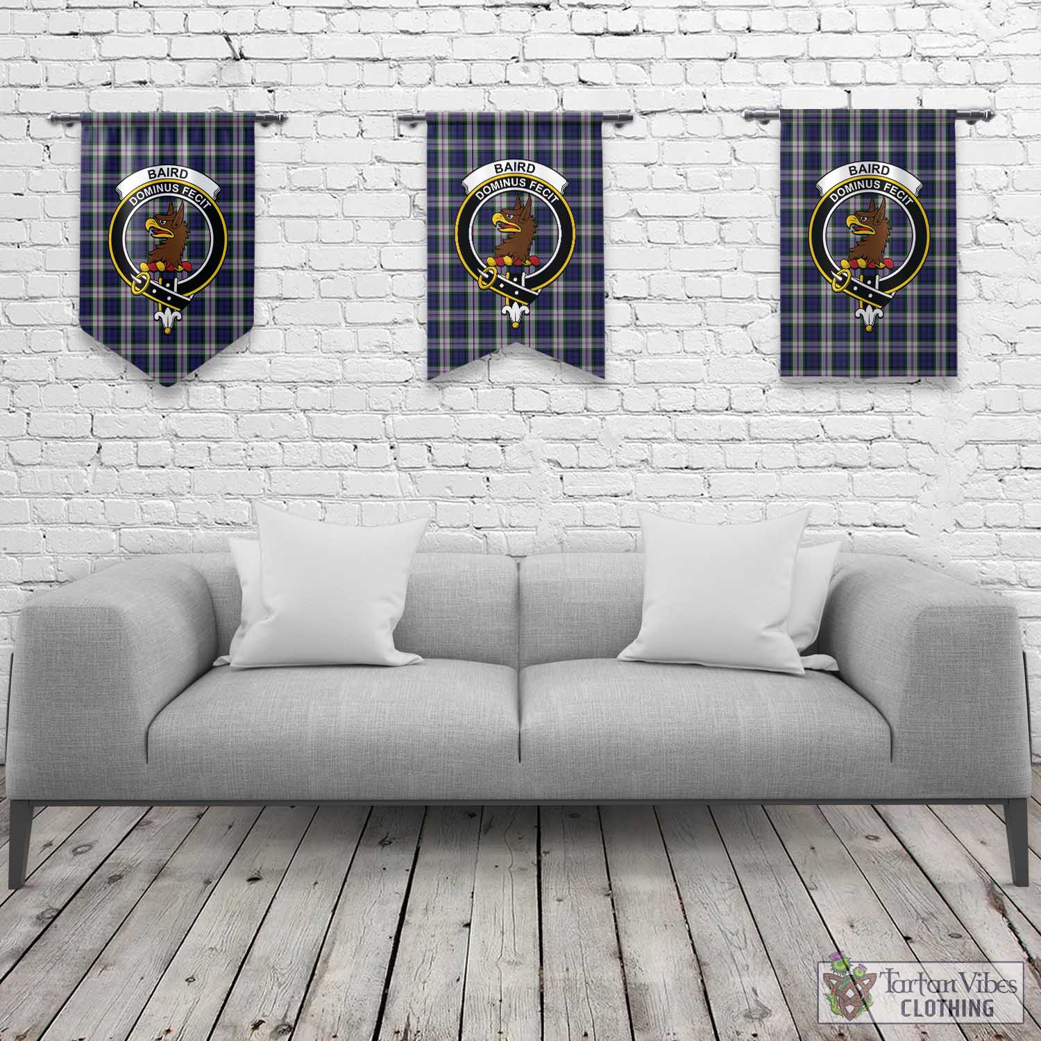 Tartan Vibes Clothing Baird Dress Tartan Gonfalon, Tartan Banner with Family Crest