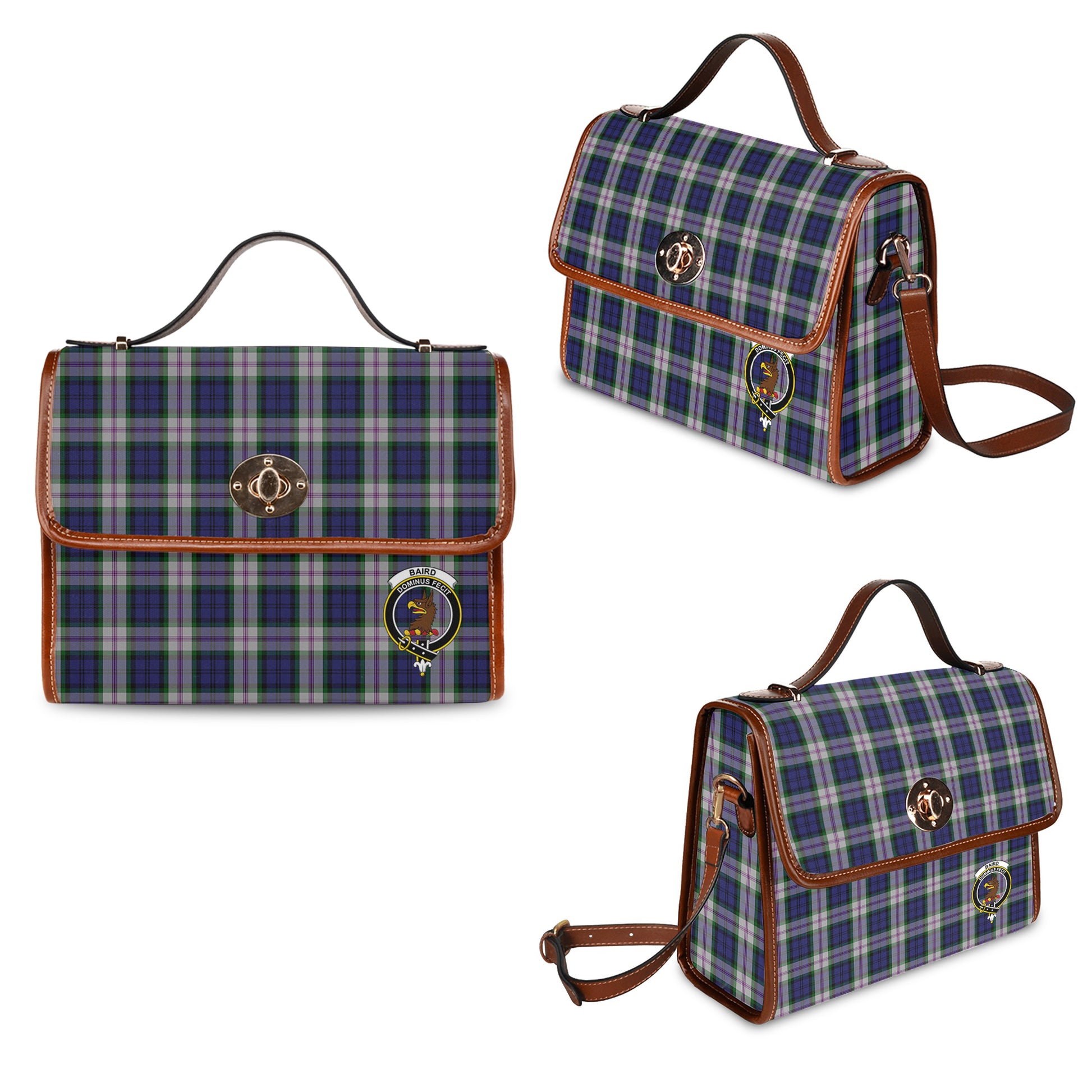 Baird Dress Tartan Leather Strap Waterproof Canvas Bag with Family Crest One Size 34cm * 42cm (13.4" x 16.5") - Tartanvibesclothing