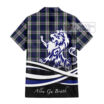 Baird Dress Tartan Short Sleeve Button Shirt with Alba Gu Brath Regal Lion Emblem