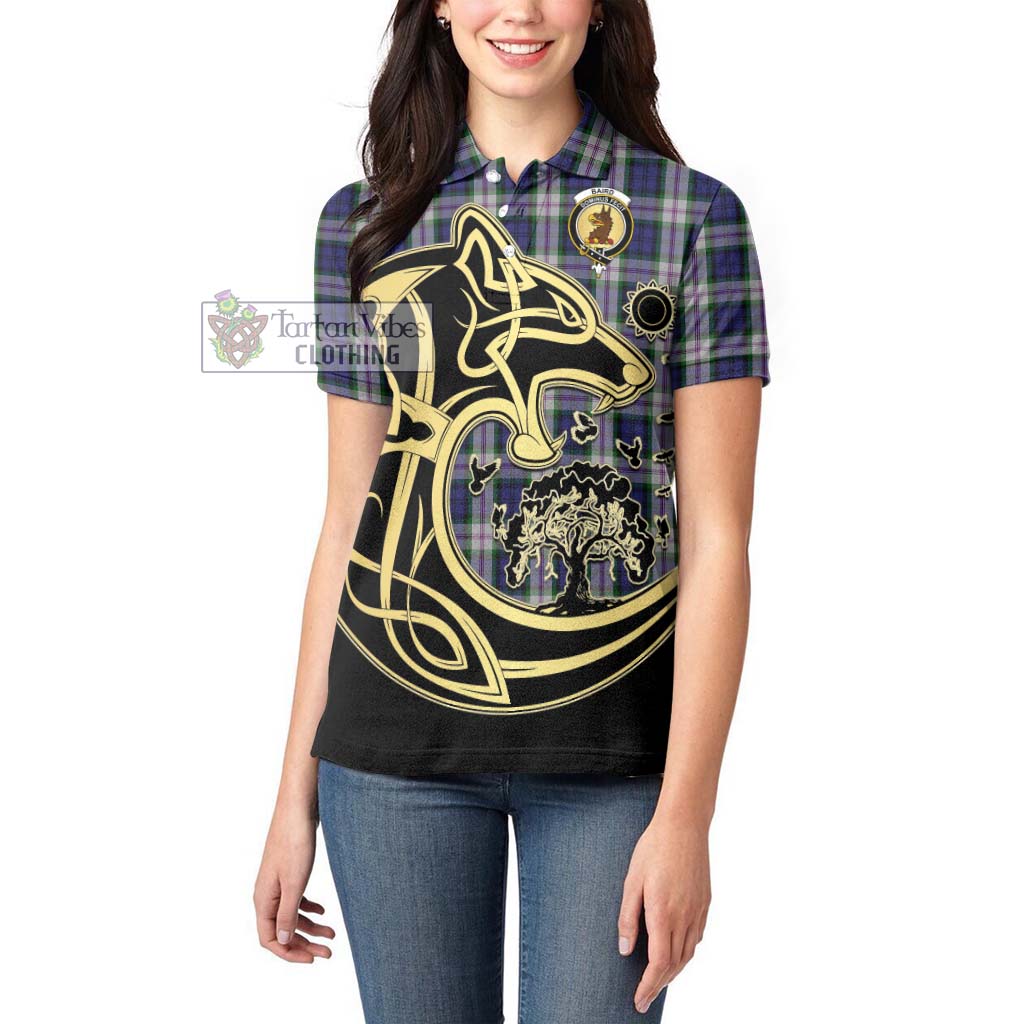 Tartan Vibes Clothing Baird Dress Tartan Women's Polo Shirt with Family Crest Celtic Wolf Style