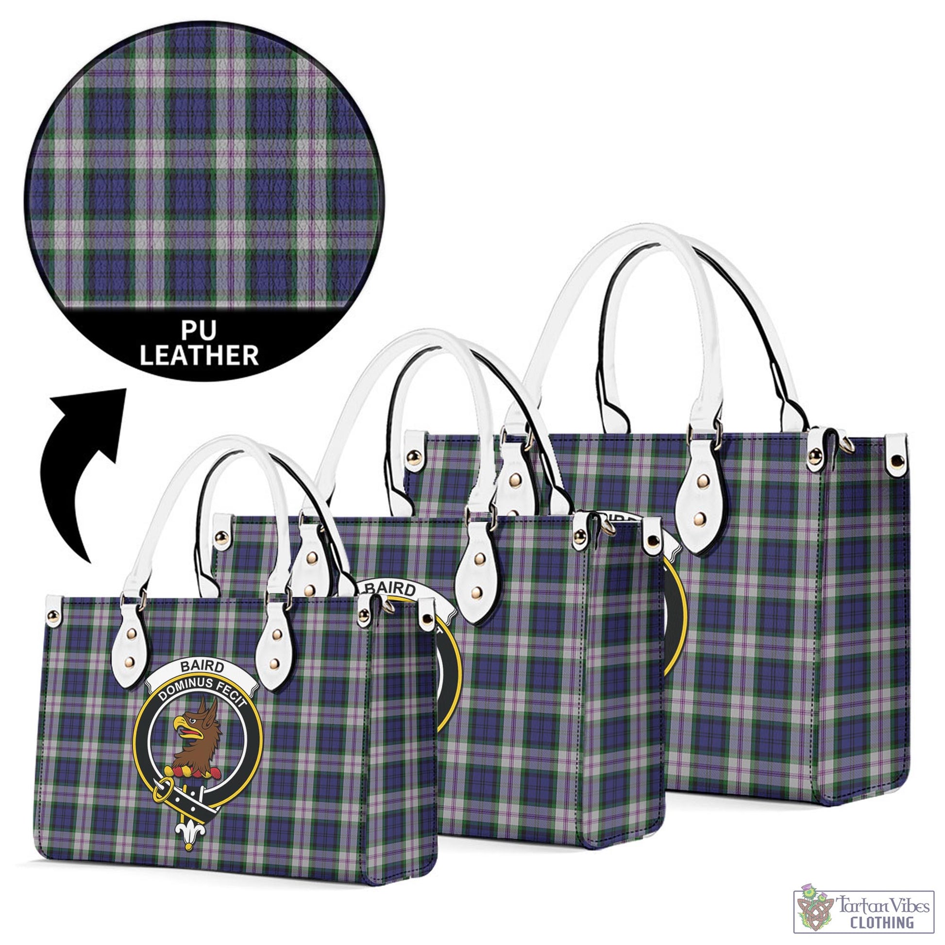 Tartan Vibes Clothing Baird Dress Tartan Luxury Leather Handbags with Family Crest