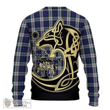 Baird Dress Tartan Knitted Sweater with Family Crest Celtic Wolf Style