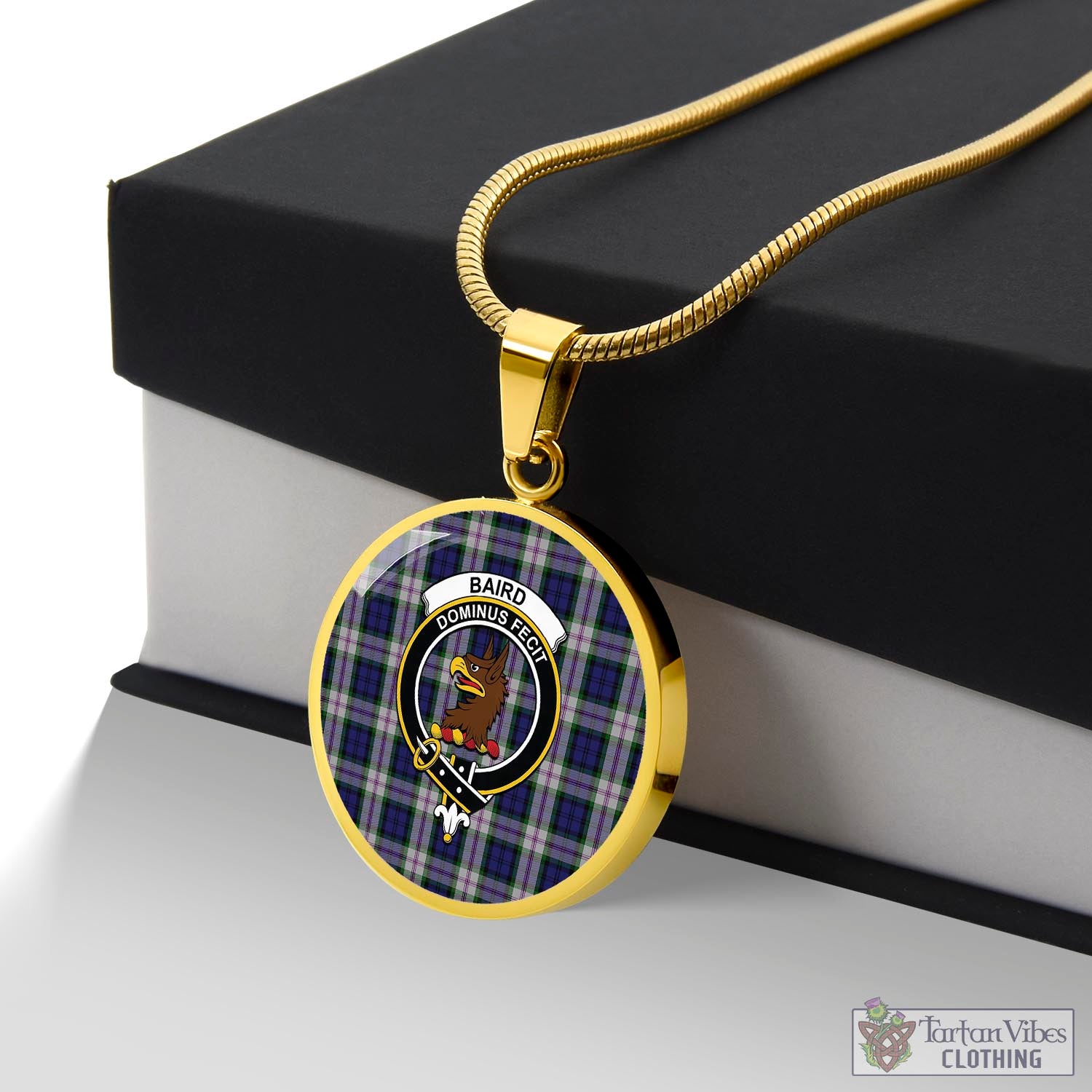 Tartan Vibes Clothing Baird Dress Tartan Circle Necklace with Family Crest