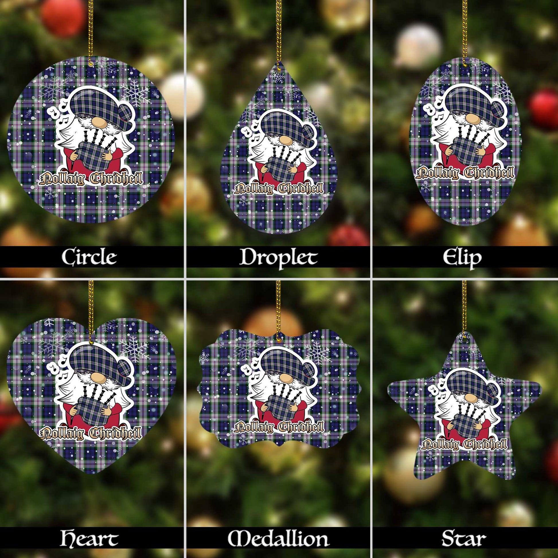 Baird Dress Tartan Christmas Ornaments with Scottish Gnome Playing Bagpipes Alumium - Tartanvibesclothing