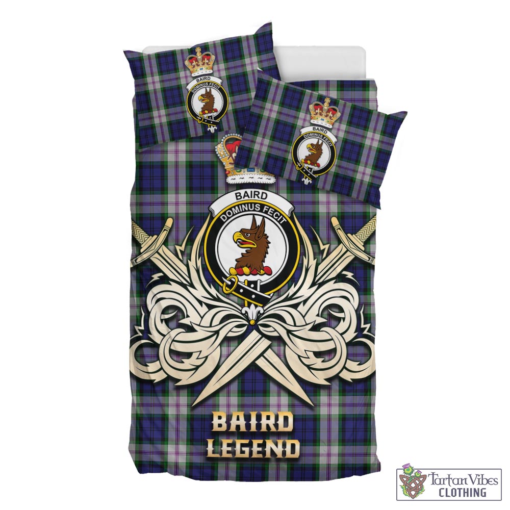 Tartan Vibes Clothing Baird Dress Tartan Bedding Set with Clan Crest and the Golden Sword of Courageous Legacy