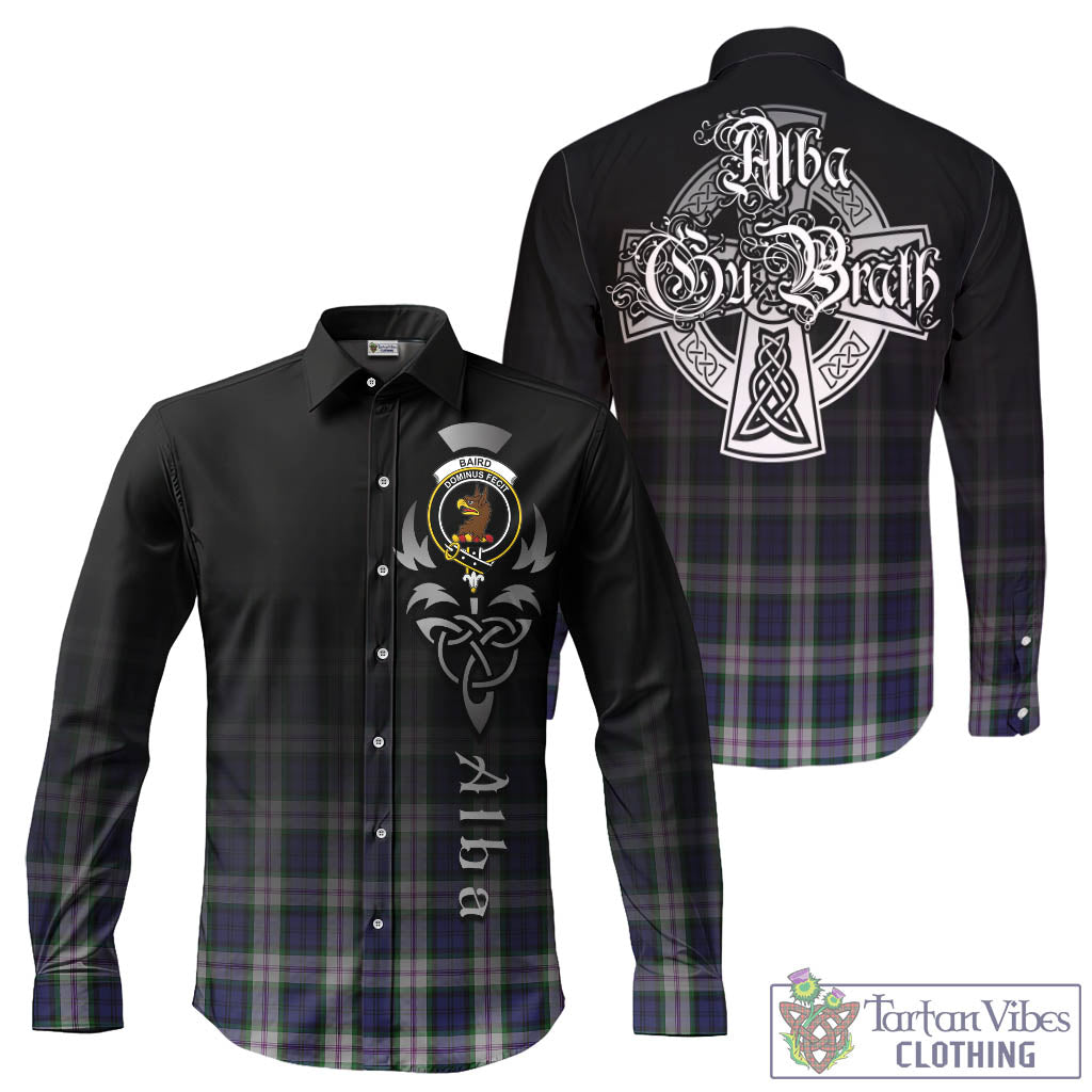 Tartan Vibes Clothing Baird Dress Tartan Long Sleeve Button Up Featuring Alba Gu Brath Family Crest Celtic Inspired