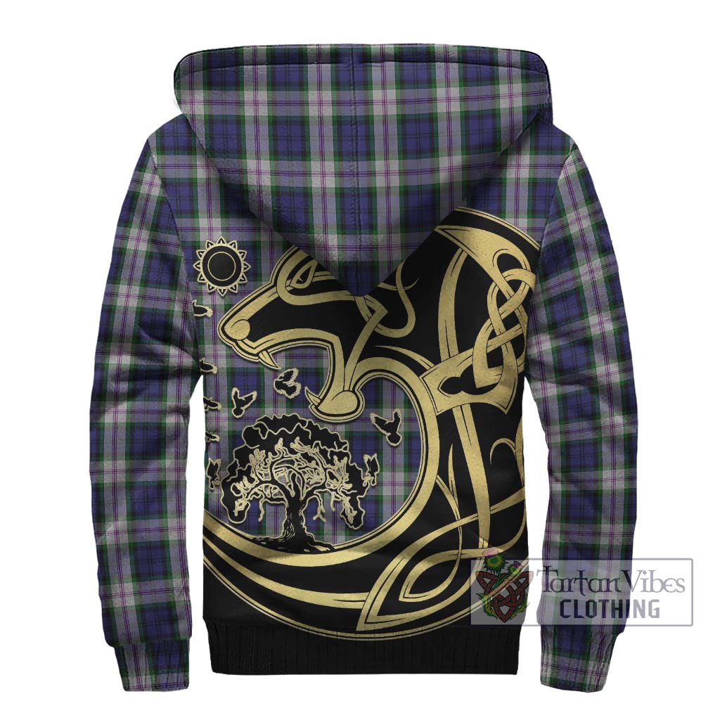 Tartan Vibes Clothing Baird Dress Tartan Sherpa Hoodie with Family Crest Celtic Wolf Style