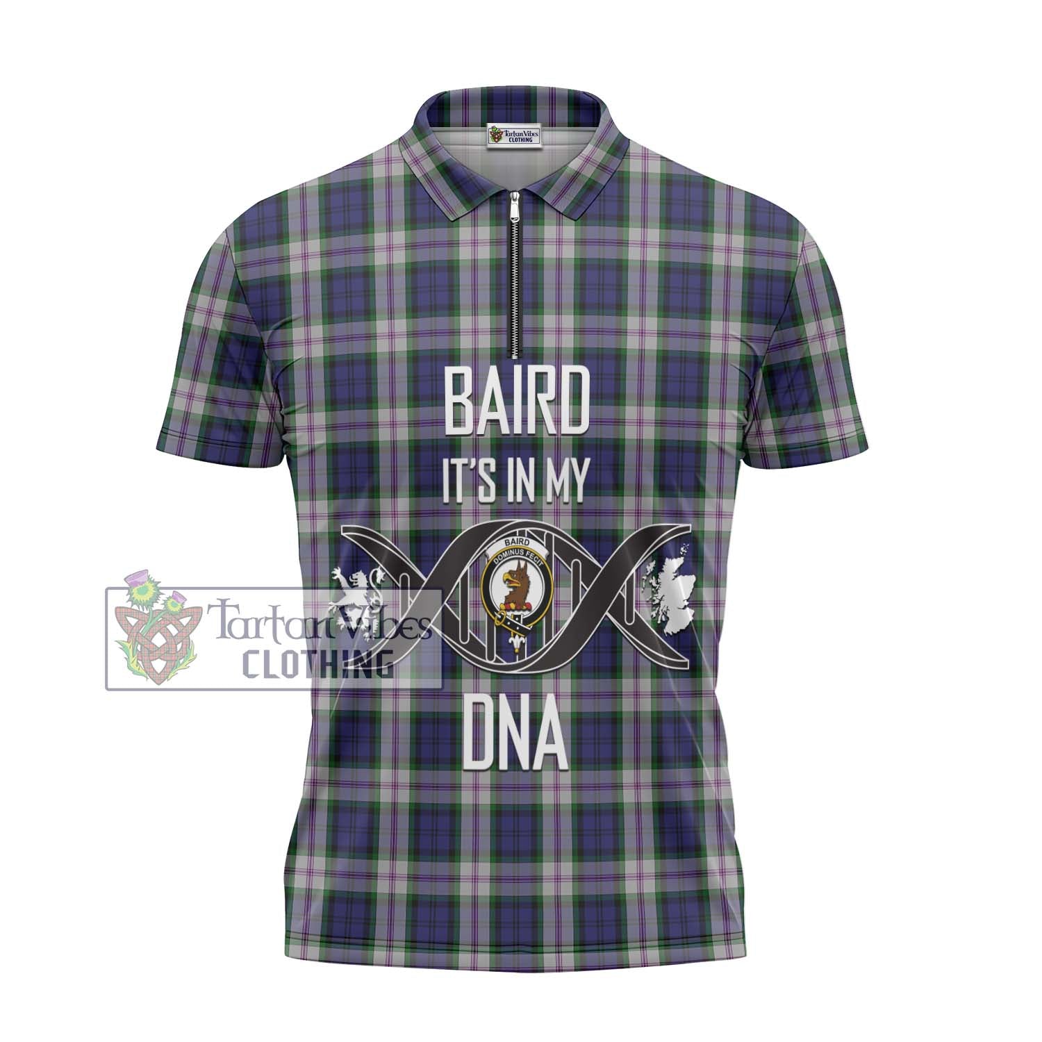 Tartan Vibes Clothing Baird Dress Tartan Zipper Polo Shirt with Family Crest DNA In Me Style