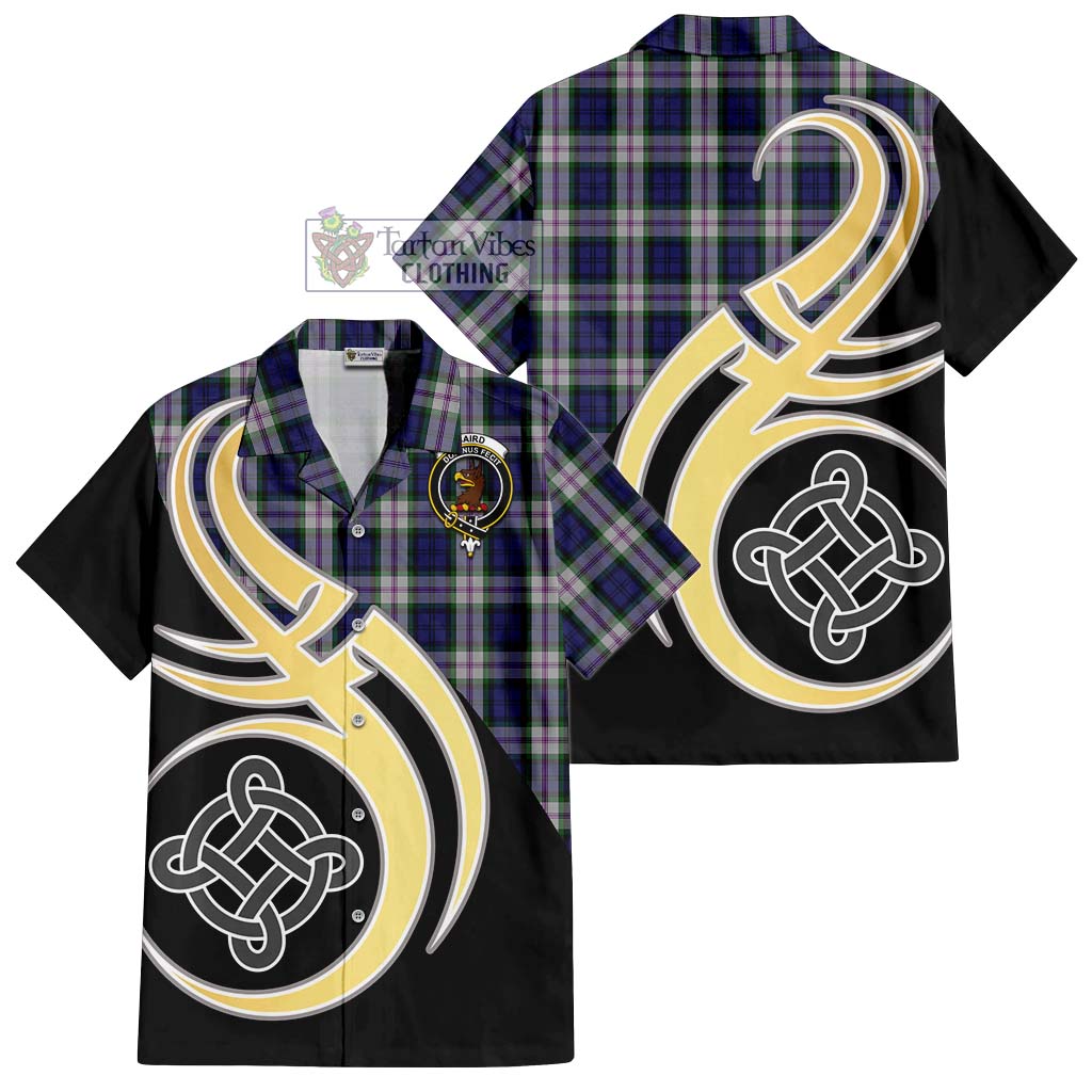 Baird Dress Tartan Short Sleeve Button Shirt with Family Crest and Celtic Symbol Style - Tartan Vibes Clothing