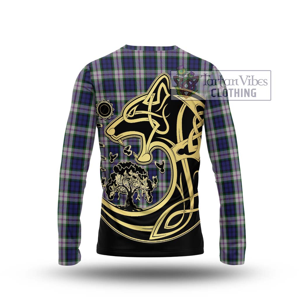 Tartan Vibes Clothing Baird Dress Tartan Long Sleeve T-Shirt with Family Crest Celtic Wolf Style