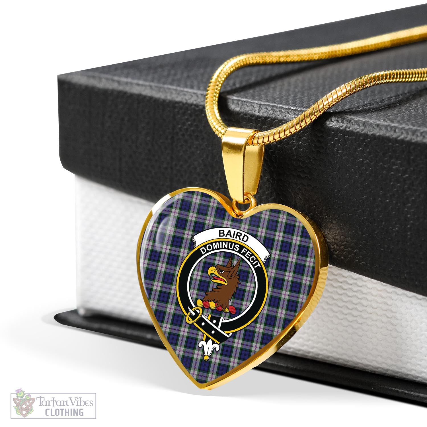 Tartan Vibes Clothing Baird Dress Tartan Heart Necklace with Family Crest