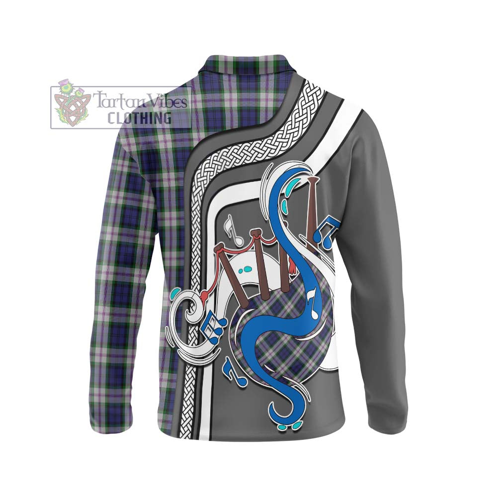 Tartan Vibes Clothing Baird Dress Tartan Long Sleeve Polo Shirt with Epic Bagpipe Style